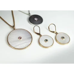 White Mother of Pearl Dreamcatcher Earrings with Yellow Sapphire Gem