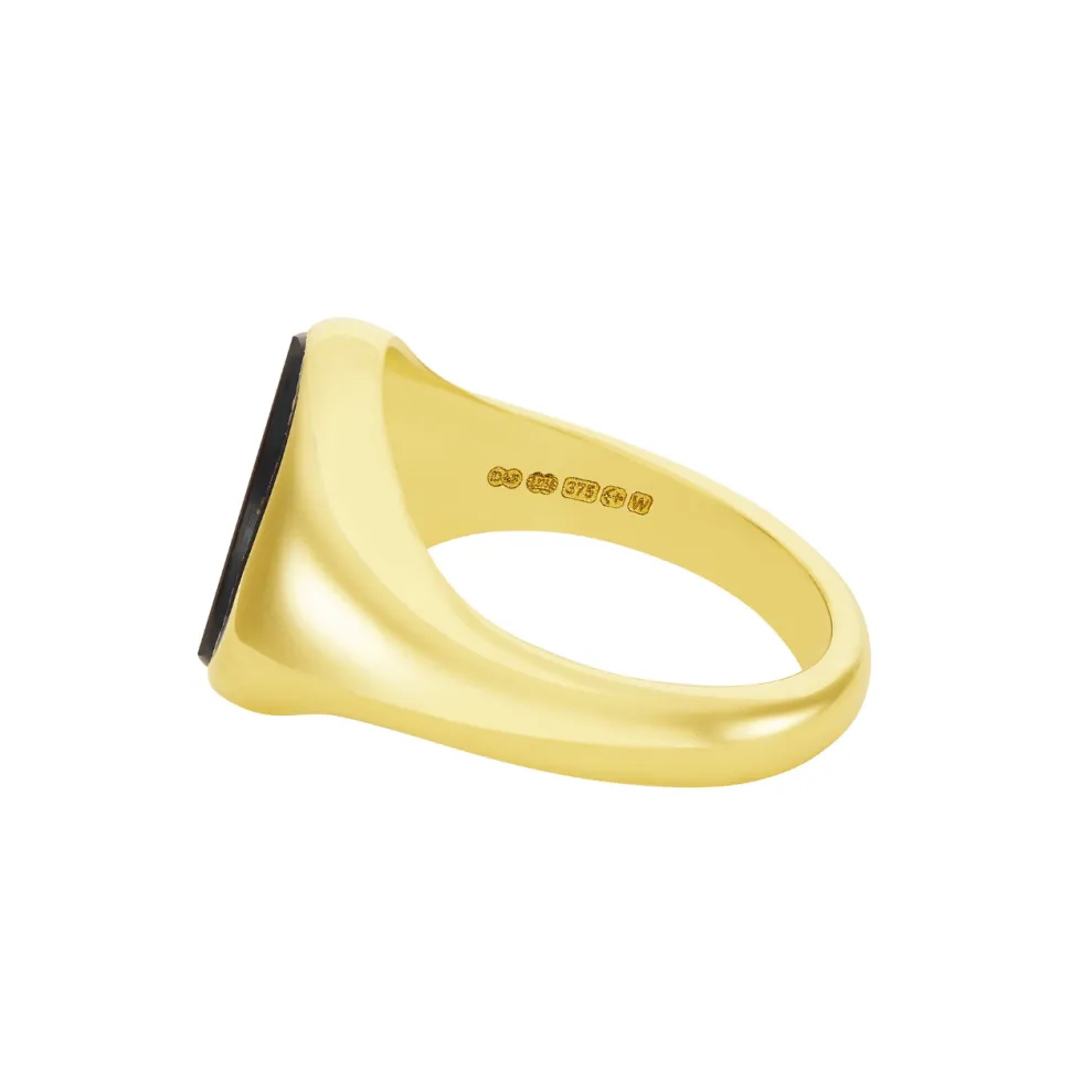 Yellow Gold Stone Set Black Onyx Signet Ring